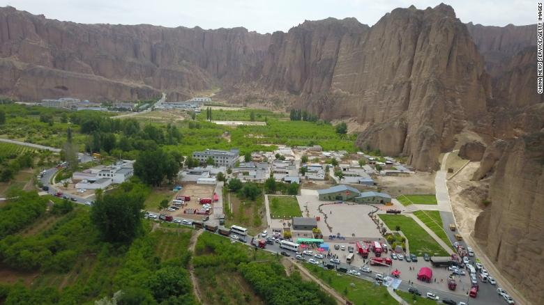 The mountain race was held at the Yellow River Stone Forest, a toursit destination known for its imposing jagged rock formations in China&#39;s Gansu province.
