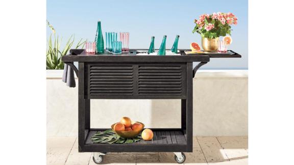 Teak Bar Cart With Beverage Tub