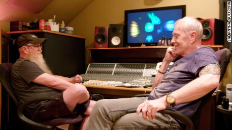 Chip and Billy Davis in Chip&#39;s home recording studio outside Nashville, Tennessee. 