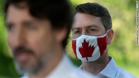  William Amos wears a Canadian flag mask on June 19, 2020.