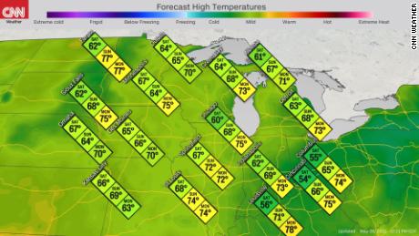Prévoyez des températures élevées dans le Midwest ce week-end