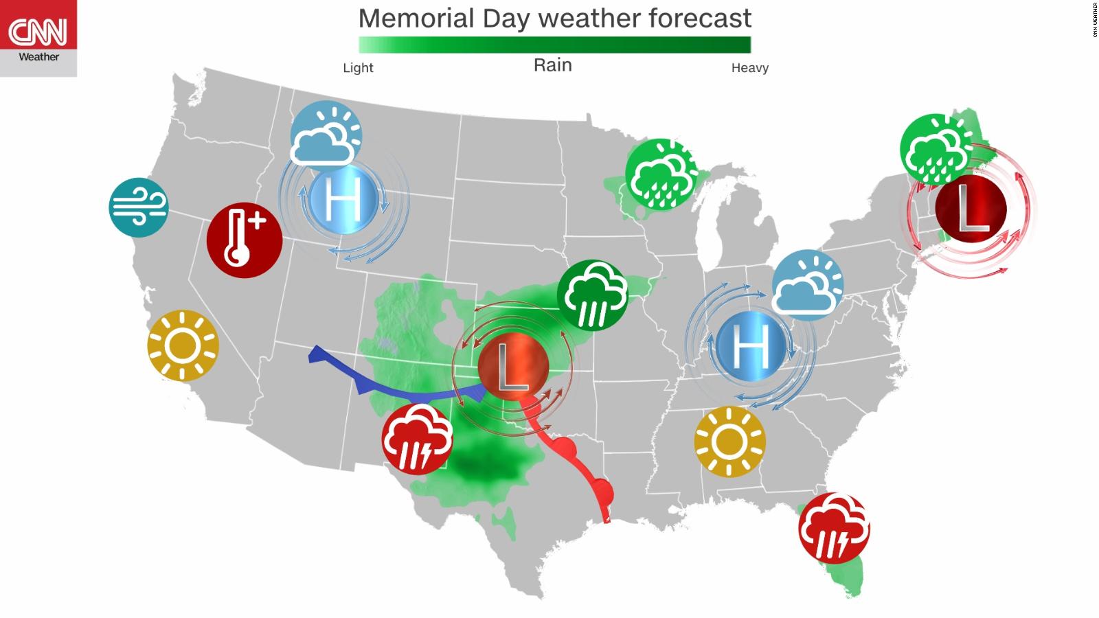 Memorial Day weekend brings record cold, tripledigit heat and stormy