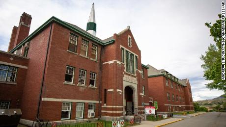 The former Kamloops Indian Residential School on Thursday, May 27, in Kamloops, British Columbia, Canada. The remains of 215 children have been found buried on school&#39;s grounds, which closed in 1978.