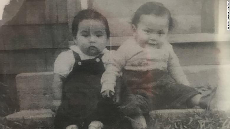 A childhood photo of Harvey McLeod, at left.