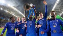 Antonio Ruediger of Chelsea celebrates with the Champions League Trophy following their team&#39;s victory in the UEFA Champions League Final between Manchester City and Chelsea FC at Estadio do Dragao on May 29, 2021 in Porto, Portugal. 