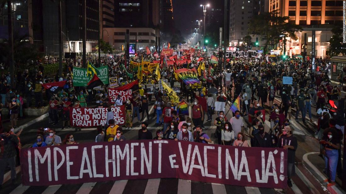 Tens of thousands protest in Brazil demanding Bolsonaro's impeachment and better vaccine access