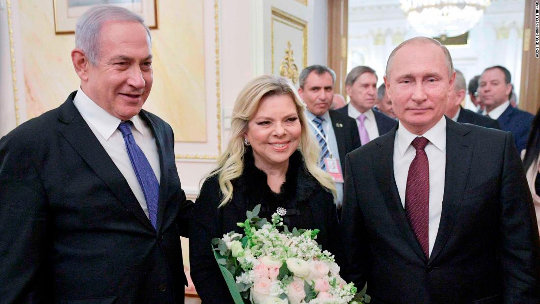 Netanyahu and his wife, Sara, pose for a photo with Russian President Vladimir Putin after talks in Moscow in February 2019.