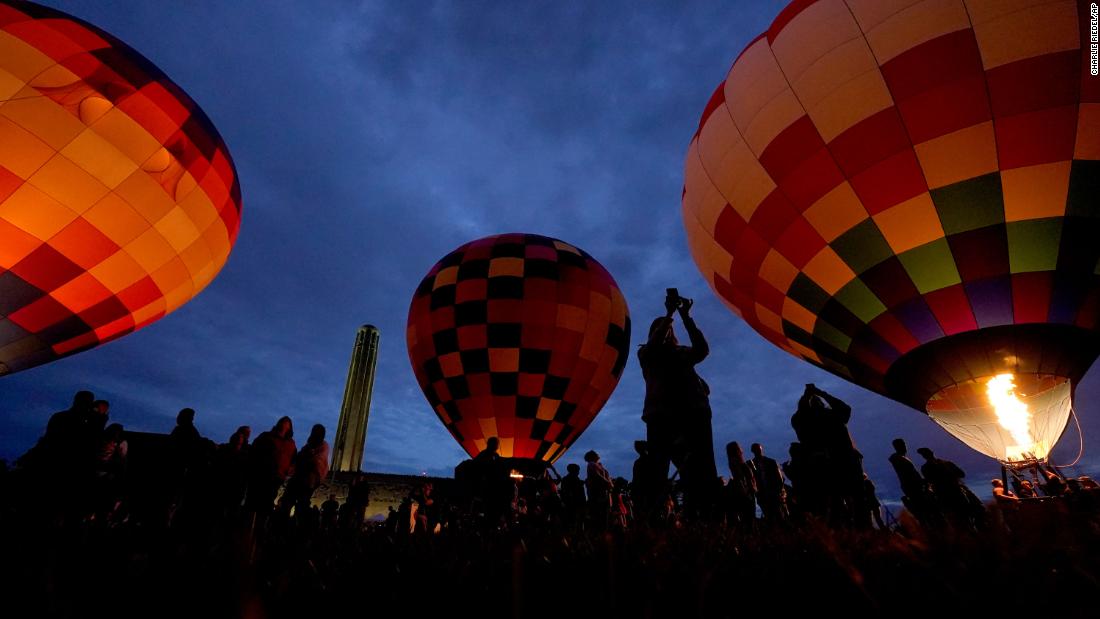 Hot-air balloons dominated the field Sunday in front of the National World War I Museum and Memorial in Kansas City, Missouri.