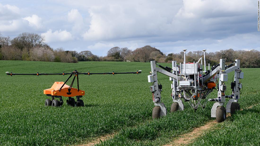 A robot is killing weeds by zapping them with electricity