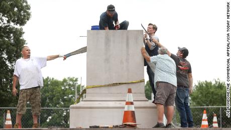 The remains of Confederate General Nathan Bedford Forrest and his wife are being removed from a Memphis park