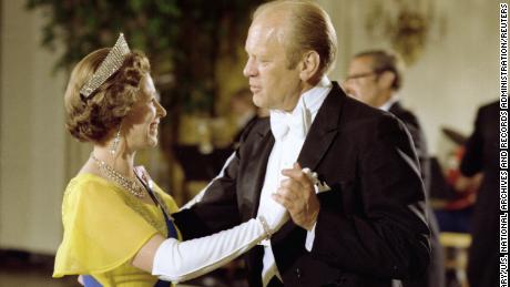 Ford and the Queen dance during a state dinner at the White House in 1976.