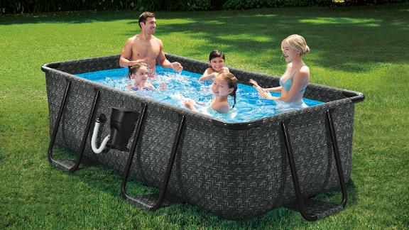 Summer Waves Herringbone Print Above-Ground Pool With Filter Pump and Ladder