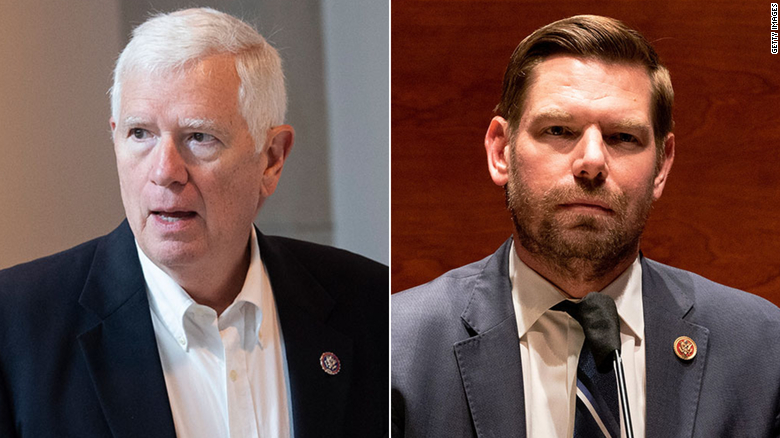 Rep. Mo Brooks is avoiding an insurrection lawsuit. Rep. Eric Swalwell hired a private investigator to find him.