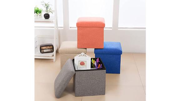 Linen Folding Storage Ottoman