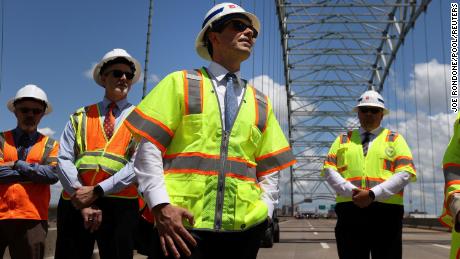 Pete Buttigieg delivers infrastructure message from a bridge with a cracked steel beam