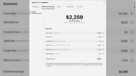 A mockup of Facebook&#39;s new payout interface, in which it estimates how much Apple&#39;s and Google&#39;s fees cost developers.