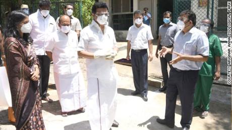 Tamil Nadu Chief Minister M. K. Stalin at the Arignar Anna Zoological Park in Chennai, India, on June 6.