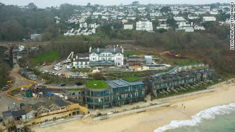 The Carbis Bay Estate hotel and beach, set to be the main venue for the G7 summit, is seen from a drone in March.