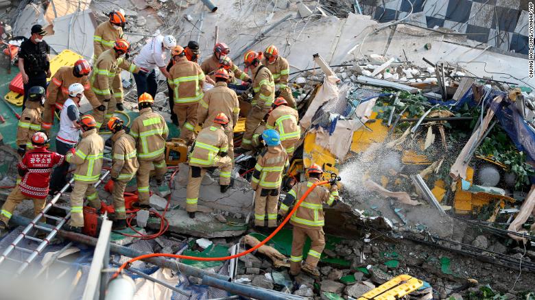 South Korea building collapses onto bus during demolition, killing 9