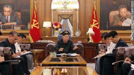 This picture taken on June 7, 2021 and released from North Korea&#39;s official Korean Central News Agency (KCNA) on June 8 shows North Korean leader Kim Jong Un (C) attending a consultative meeting of senior officials of the Party Central Committee and provincial Party committees at the office building of the Party Central Committee in Pyongyang. (Photo by STR / KCNA VIA KNS / AFP) / - South Korea OUT / REPUBLIC OF KOREA OUT   ---EDITORS NOTE--- RESTRICTED TO EDITORIAL USE - MANDATORY CREDIT &quot;AFP PHOTO/KCNA VIA KNS&quot; - NO MARKETING NO ADVERTISING CAMPAIGNS - DISTRIBUTED AS A SERVICE TO CLIENTS
THIS PICTURE WAS MADE AVAILABLE BY A THIRD PARTY. AFP CAN NOT INDEPENDENTLY VERIFY THE AUTHENTICITY, LOCATION, DATE AND CONTENT OF THIS IMAGE. THIS PHOTO IS DISTRIBUTED EXACTLY AS RECEIVED BY AFP. /  (Photo by STR/KCNA VIA KNS/AFP via Getty Images)