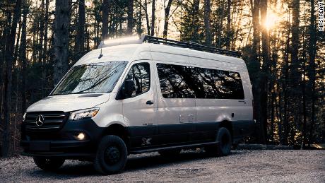 The Airstream Interstate 24X has knobby ties, four-wheel-drive and an off-road light bar.