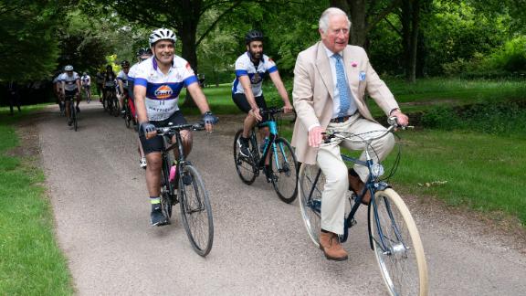 It's the Prince of Wheels (come on, let us have that one). Sorry, obviously we mean the Prince of Wales, who hopped on a bike with members of the British Asian Trust for a short ride to kick off the charity's 
