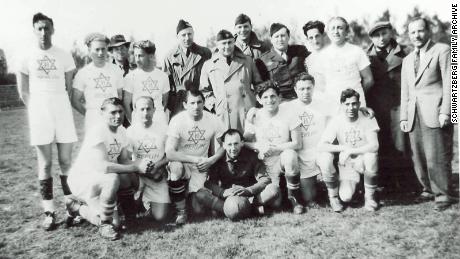A post-World War II displaced persons camp football team, in Berlin 1949. 