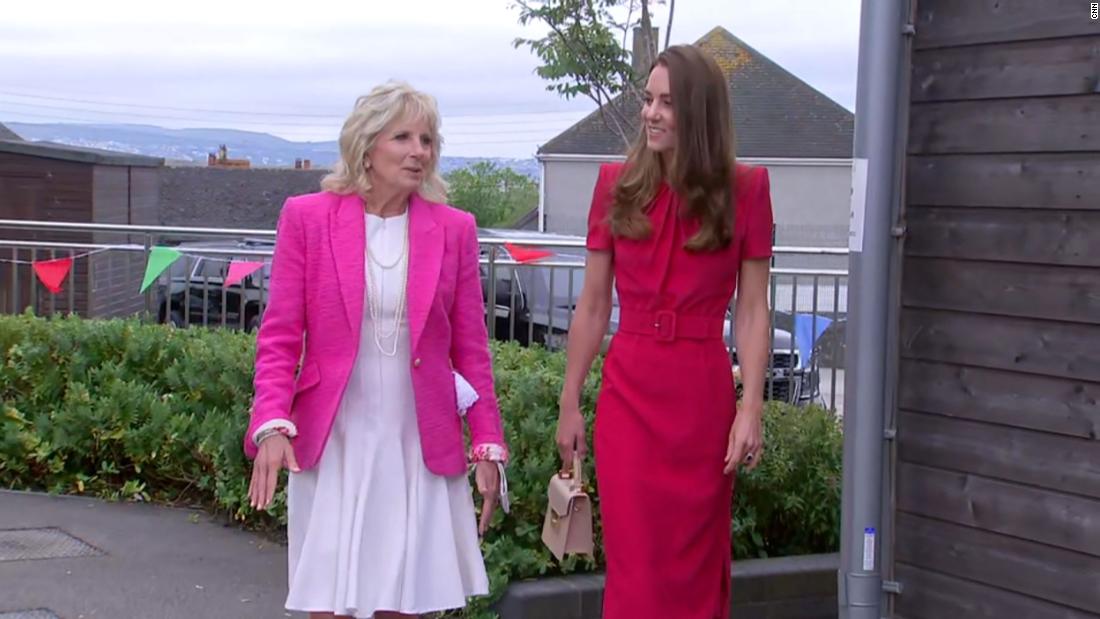 Jill Biden meets and tours school with the Duchess of Cambridge