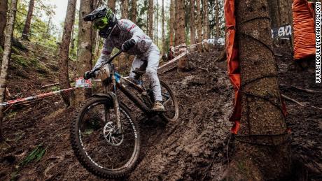 Reece Wilson performs at UCI DH World Championships in Leogang, Austria on October 11, 2020 // Usage for editorial use only