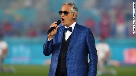 Tenor Andrea Bocelli performs Giacomo Puccini&#39;s &#39;Nessun dorma&#39; during the opening ceremony.