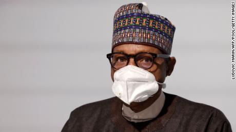 Nigeria&#39;s President Muhammadu Buhari before the opening session a Paris summit in May.