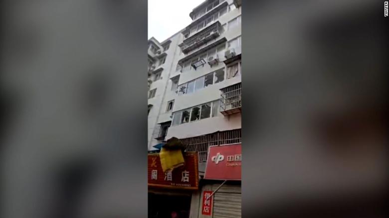 The blast shattered building windows near the city of Sian in Hubei province.