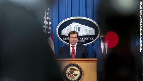 John Demers, assistant U.S. attorney general for national security, speaks during a news conference at the Department of Justice in Washington, DC in October 2020.