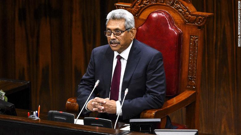 Sri Lanka&#39;s President Gotabaya Rajapaksa speaks at the national Parliament session in Colombo on August 20, 2020.