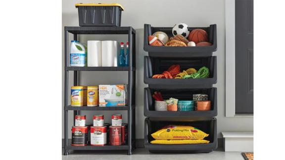 Black 4-Tier Plastic Garage Storage Shelving Unit