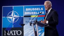 US President Joe Biden gives a press conference after the NATO summit at the North Atlantic Treaty Organization (NATO) headquarters in Brussels, on June 14, 2021.