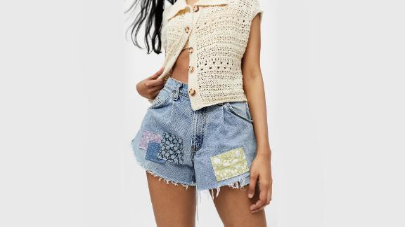 Urban Renewal Recycled Print Patchwork Denim Short