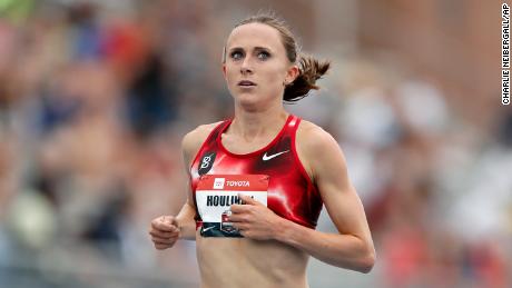 Shelby Houlihan competes in a preliminary heat in the women&#39;s 1500-meter run at the U.S. Championships athletics meet, Thursday, July 25, 2019.