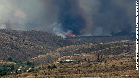 The Telegraph Fire burns in the Pinal Mountains outside of Globe on Monday.