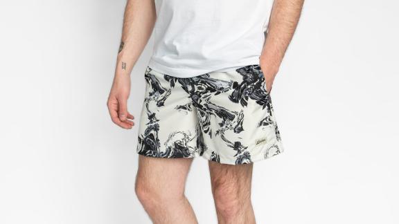 Bather White Bouquet Marble Swim Trunk