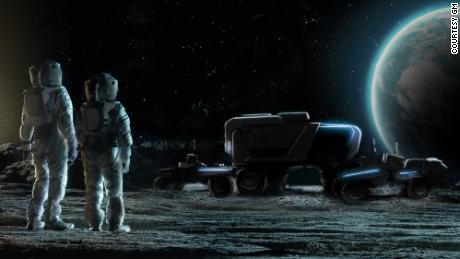 GM and Lokcheed Martin are still in the early planning stages of a new Lunar Rover, but this drawing shows how such a craft might be used on the moon&#39;s surface.