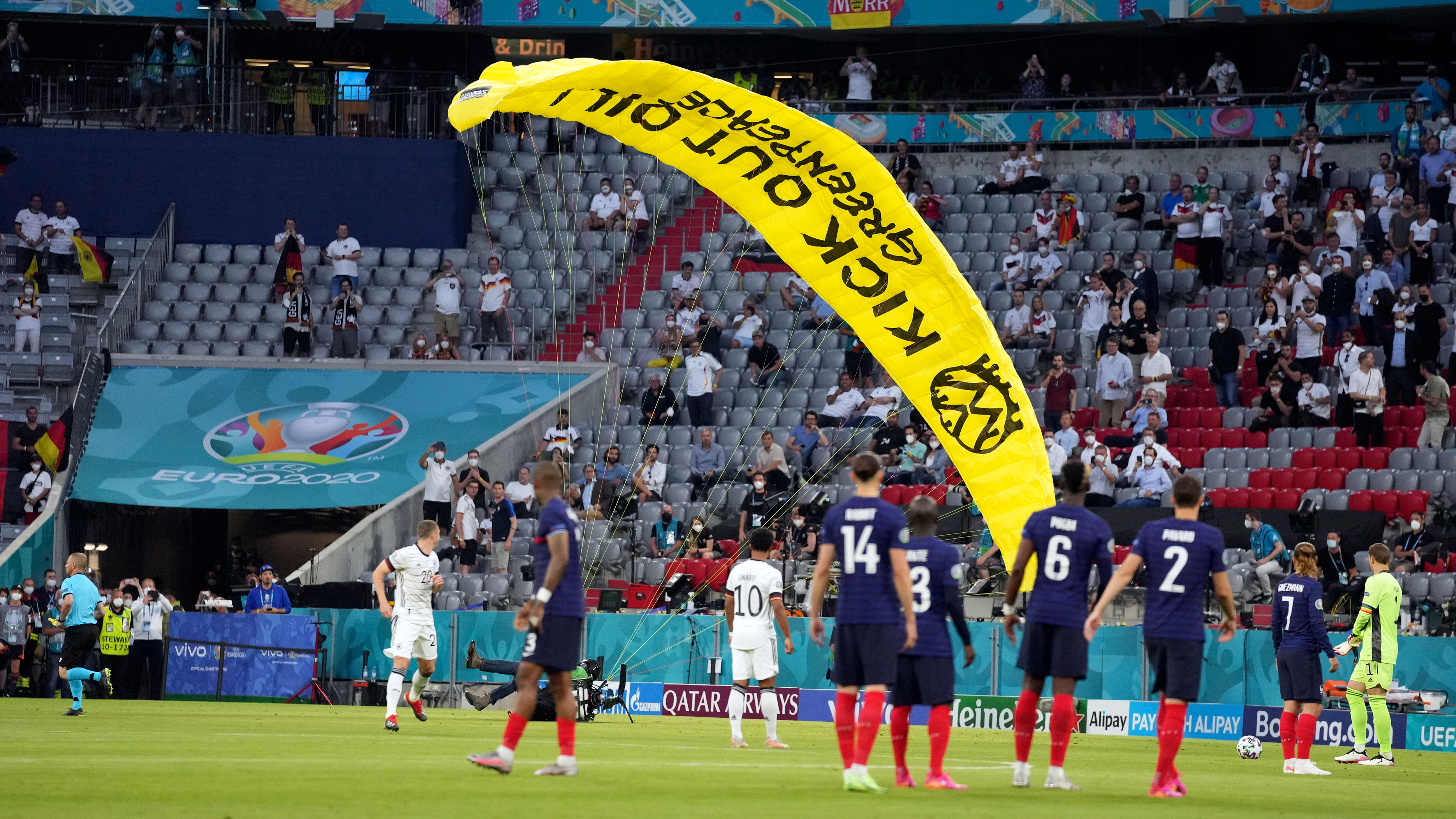Germany Vs France Kick Out Oil Protester Parachutes Into Allianz Arena Stadium Ahead Of Euro Match Cnn