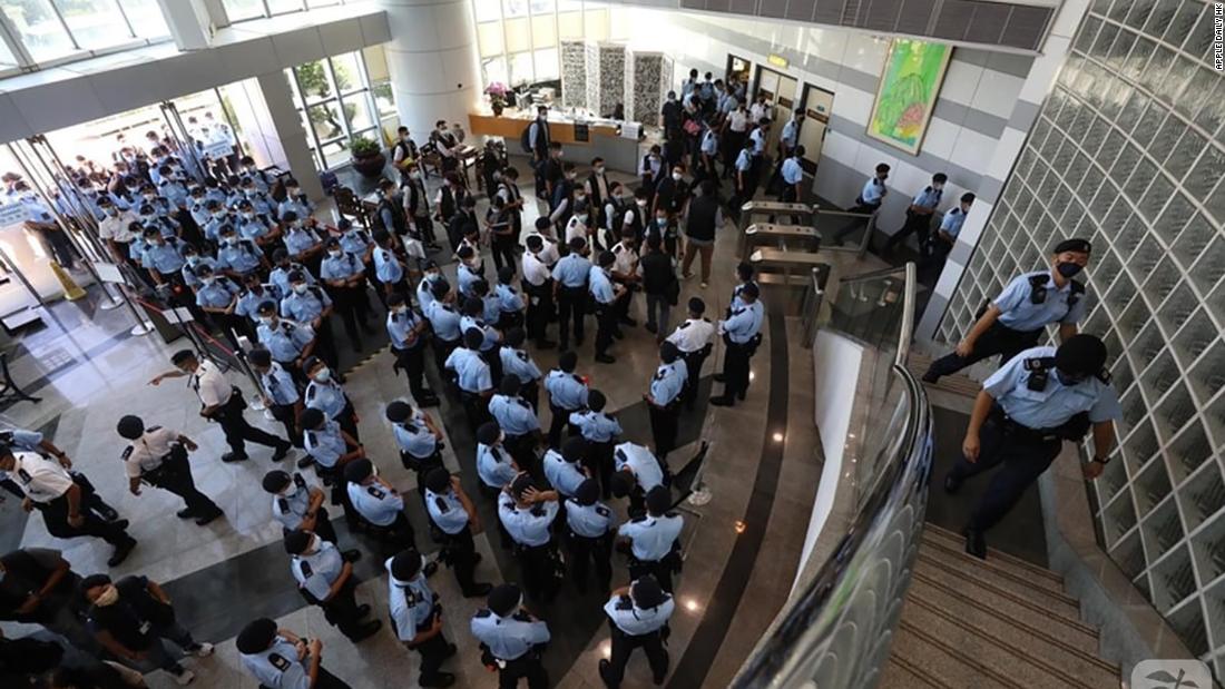 Taipei, Taiwan (CNN Business)Hong Kong police declared the Apple Daily newspaper office a crime scene Thursday, after 500 officers descended on the pr