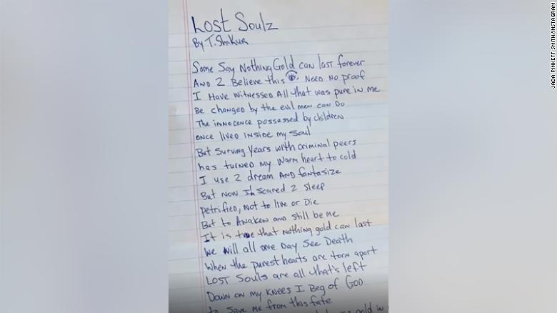 The poem is titled &quot;Lost Soulz.&quot;