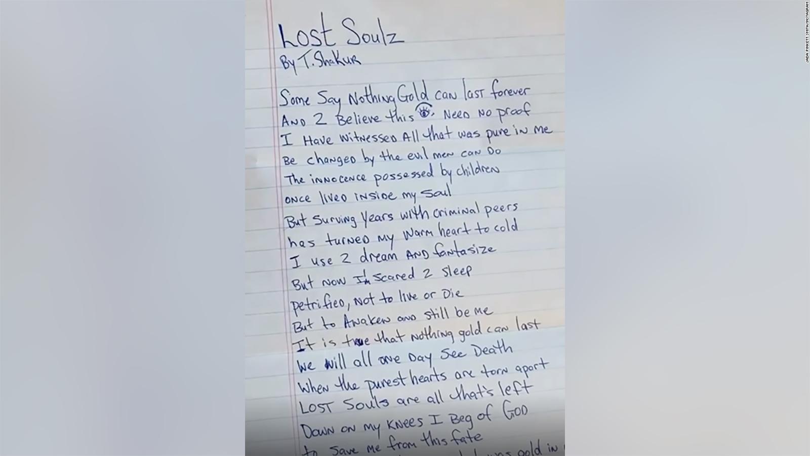 Hollywood star Jada Pinkett Smith has posted a never-before-seen poem ...