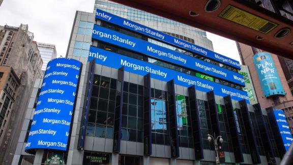 Signage outside of Morgan Stanley headquarters in New York, U.S., on Friday, April 9, 2021. Morgan Stanley is scheduled to release earnings figures on April 16. Photographer: Jeenah Moon/Bloomberg via Getty Images