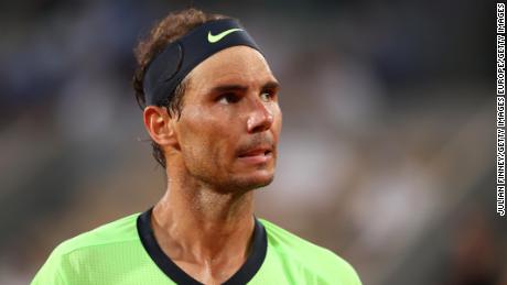 Rafael Nadal reacts during his French Open semifinal defeat to Novak Djokovic.