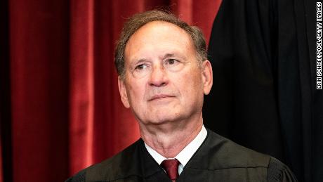 WASHINGTON, DC - APRIL 23: Associate Justice Samuel Alito sits during a group photo of the Justices at the Supreme Court in Washington, DC on April 23, 2021. (Photo by Erin Schaff-Pool/Getty Images)