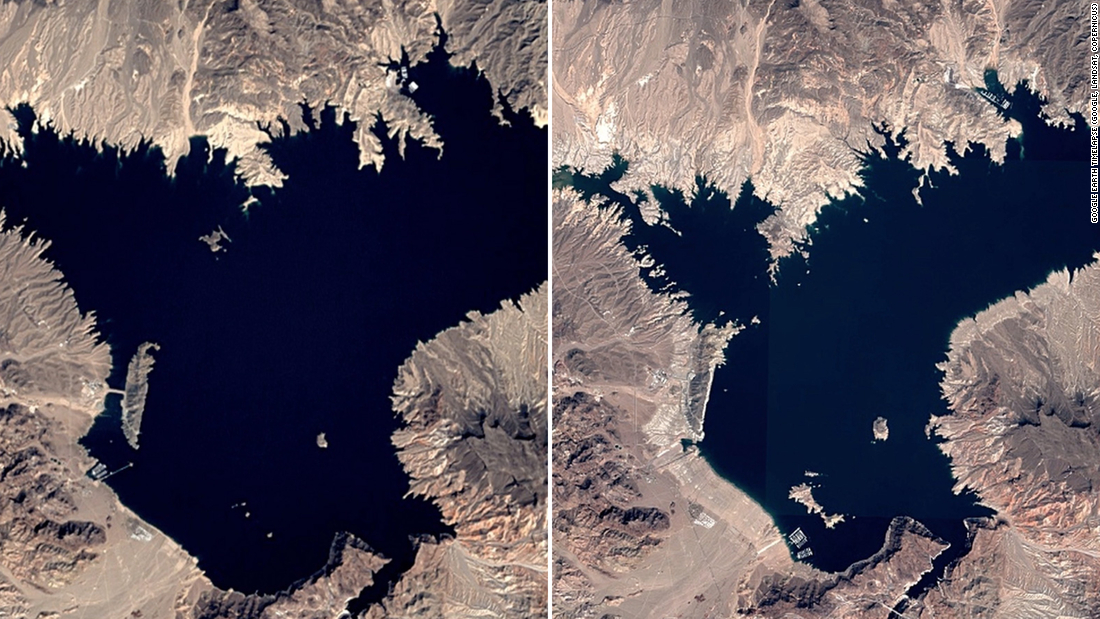 (CNN)The incredible pictures of a depleted Lake Mead, on the California-Nevada border, illustrate the effects of drought brought on by climate change