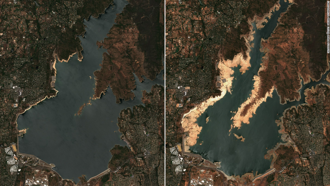 Satellite images show extreme drought drying up California reservoirs